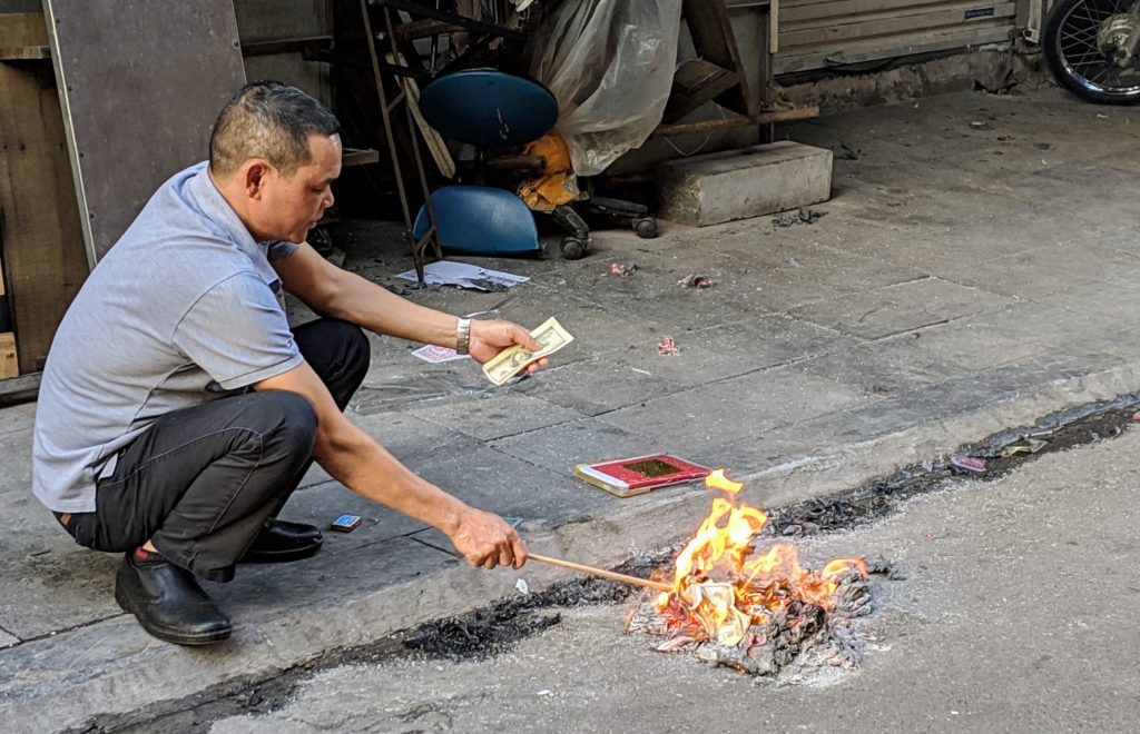 Tet tradition of burning money