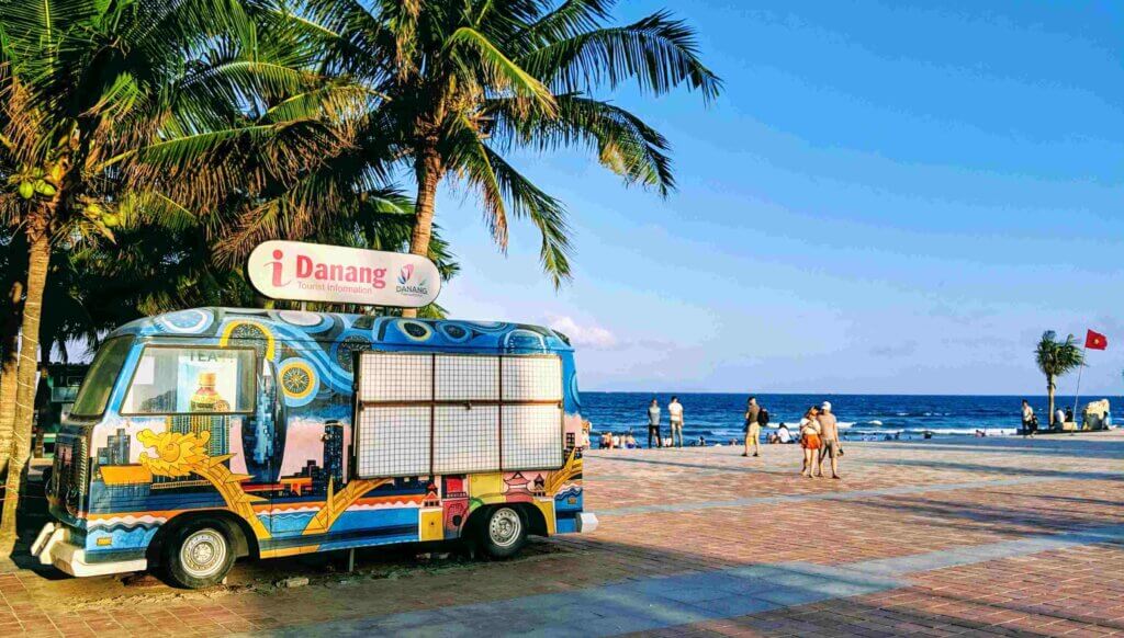 A van on the beaches of Da Nang Vietnam