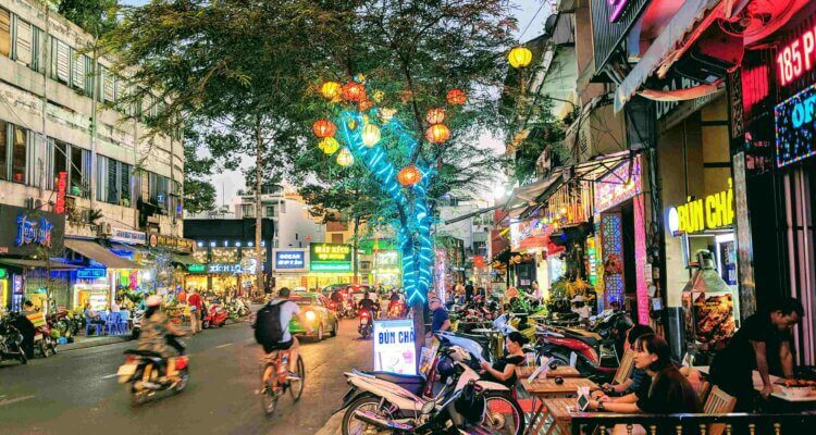 Night Street Ho Chi Minh City Saigon Vietnam