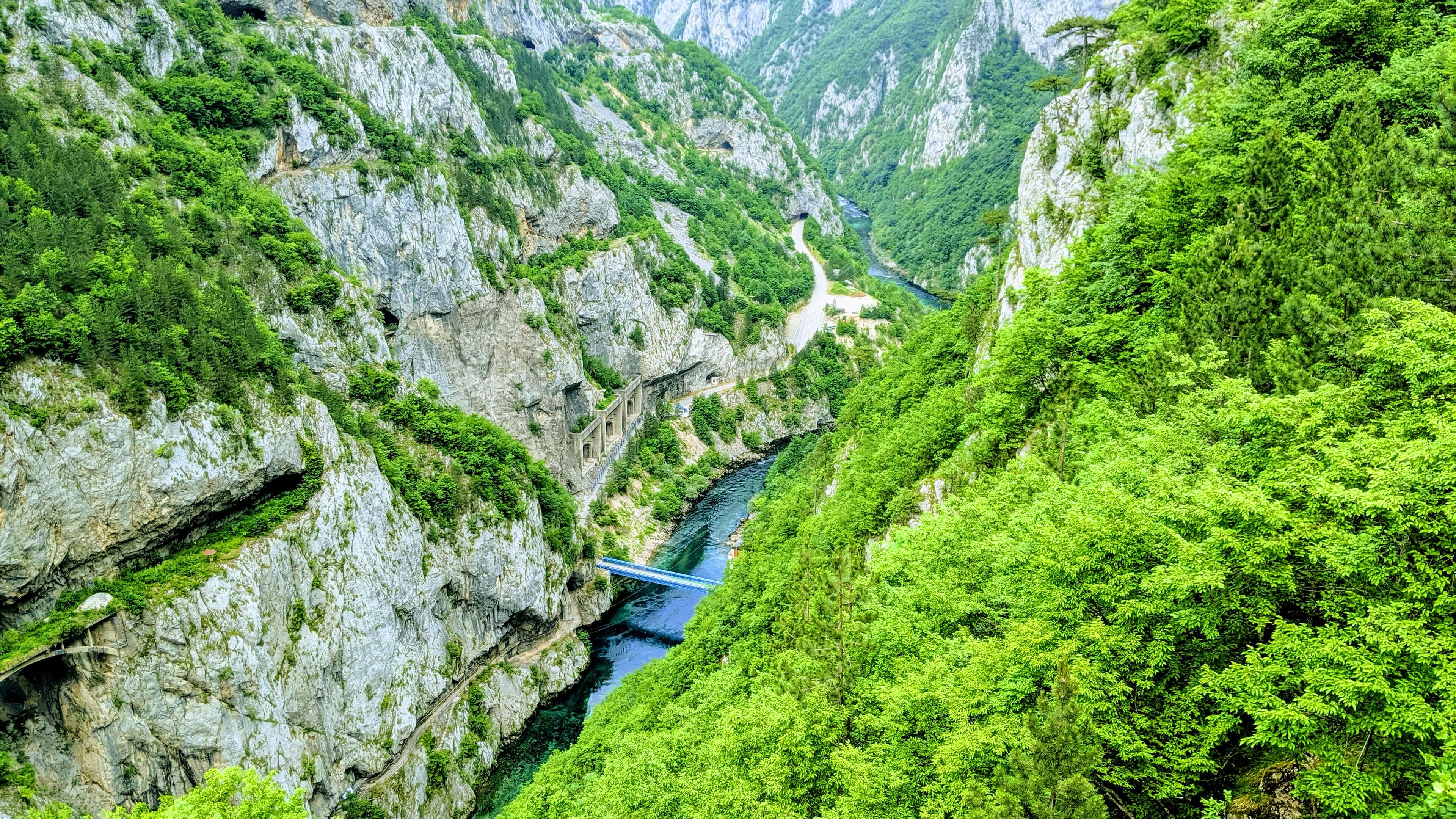 The winding river of Tara Canyon on the northern tip of Durmitor national park 