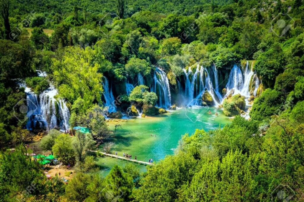 Verdant Kravice Waterfalls from above.  A must visit place in Bosnia and Herzegovina.