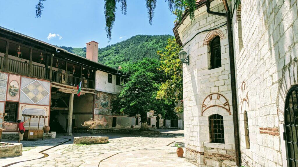 Bachkovo Monastery with Rhodope Mountains in the Background