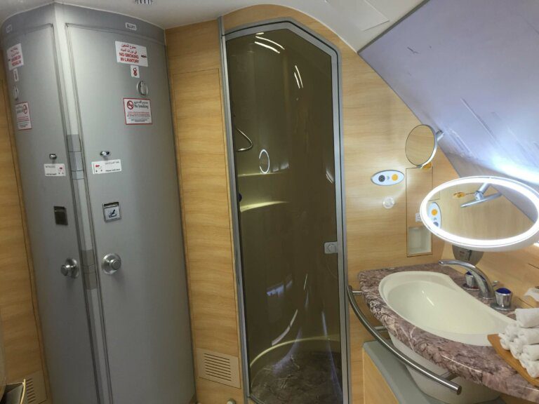 Shower Emirates First SIN worlds longest flight luxury