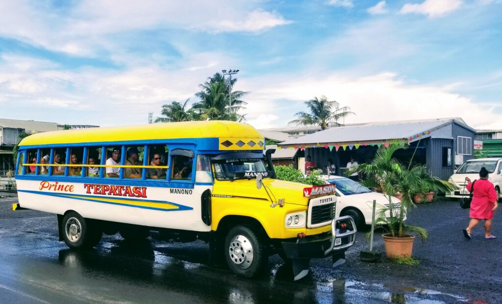 Buses on Samoa can take you to many adventures in Samoa