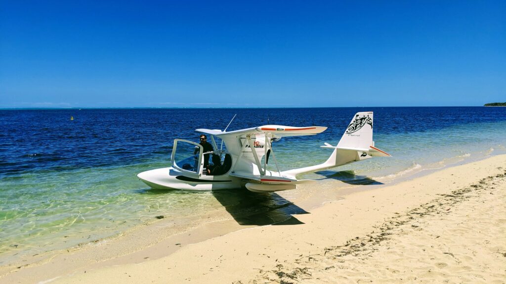 Plane over Lagoon and Reef of New Caledonia