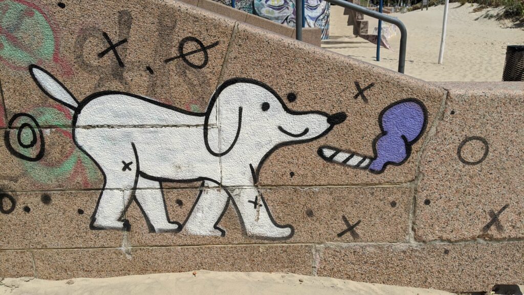 Smoking Dog Street Art in Montevideo