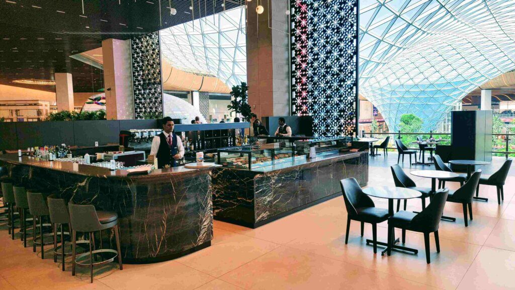 Deli Bar Qatar al mourjan business lounge at the garden DOH Doha busines class lounge Qatar Airways
