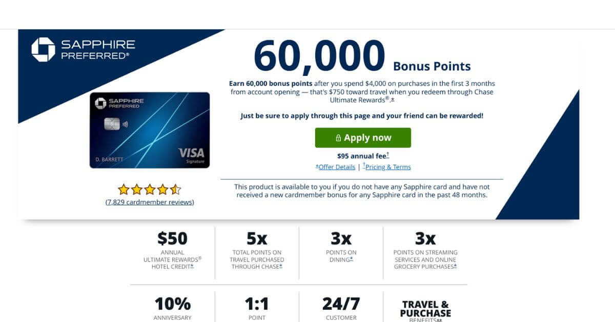 Sapphire Preferred Chase Credit card free travel